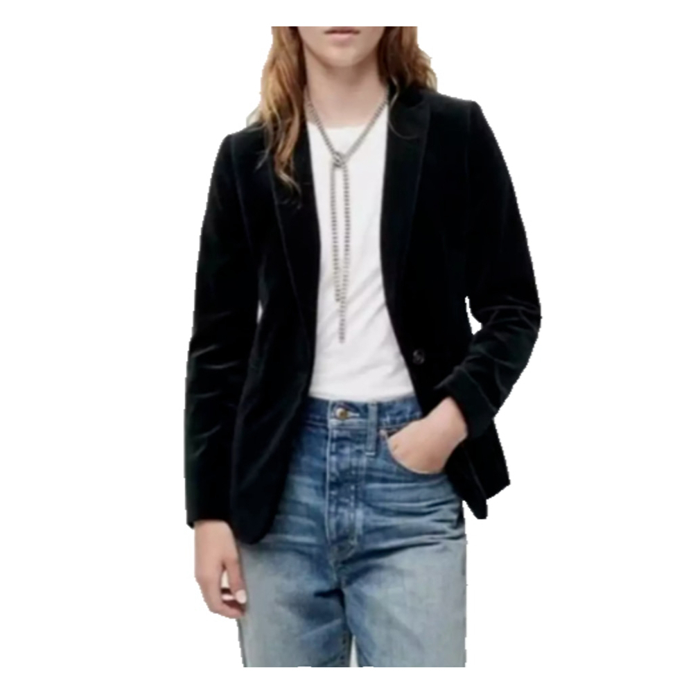 J. Crew Women's Black Parke Velvet Single Button Classic Blazer Size 2